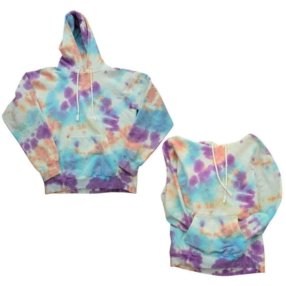 Vintage Hanes Ultimate Cotton Tie Dye Hoodie Pastel Purple Aqua Pink Small